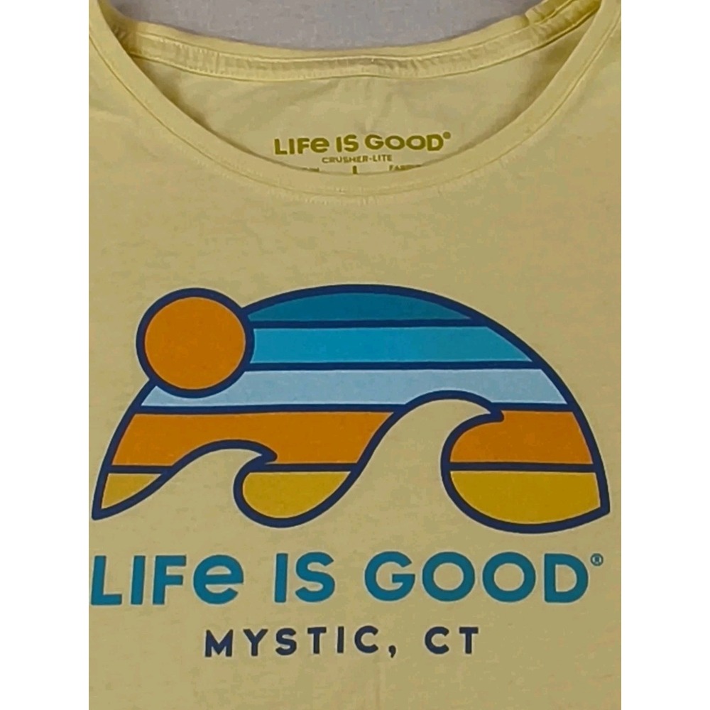 Life Is Good Shirt Women L Yellow Mystic CT Crusher Lite Short Sleeve Sun... - Picture 2 of 5